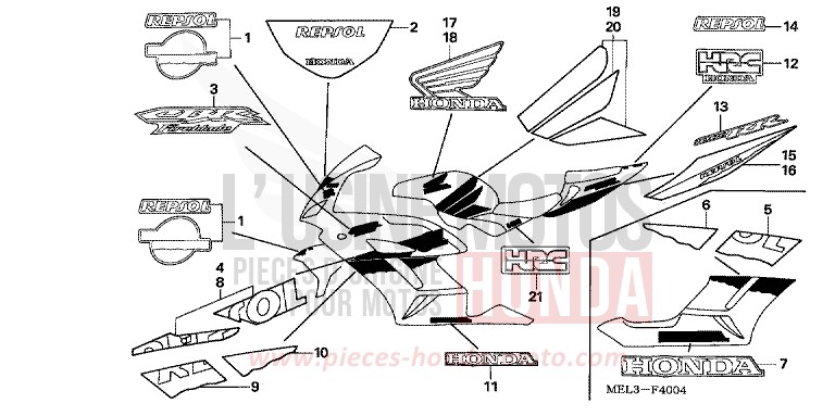 MARK/STRIPE (5) for CBR1000RR Fireblade PEARL SIREN BLUE-A (PB123) from 2005